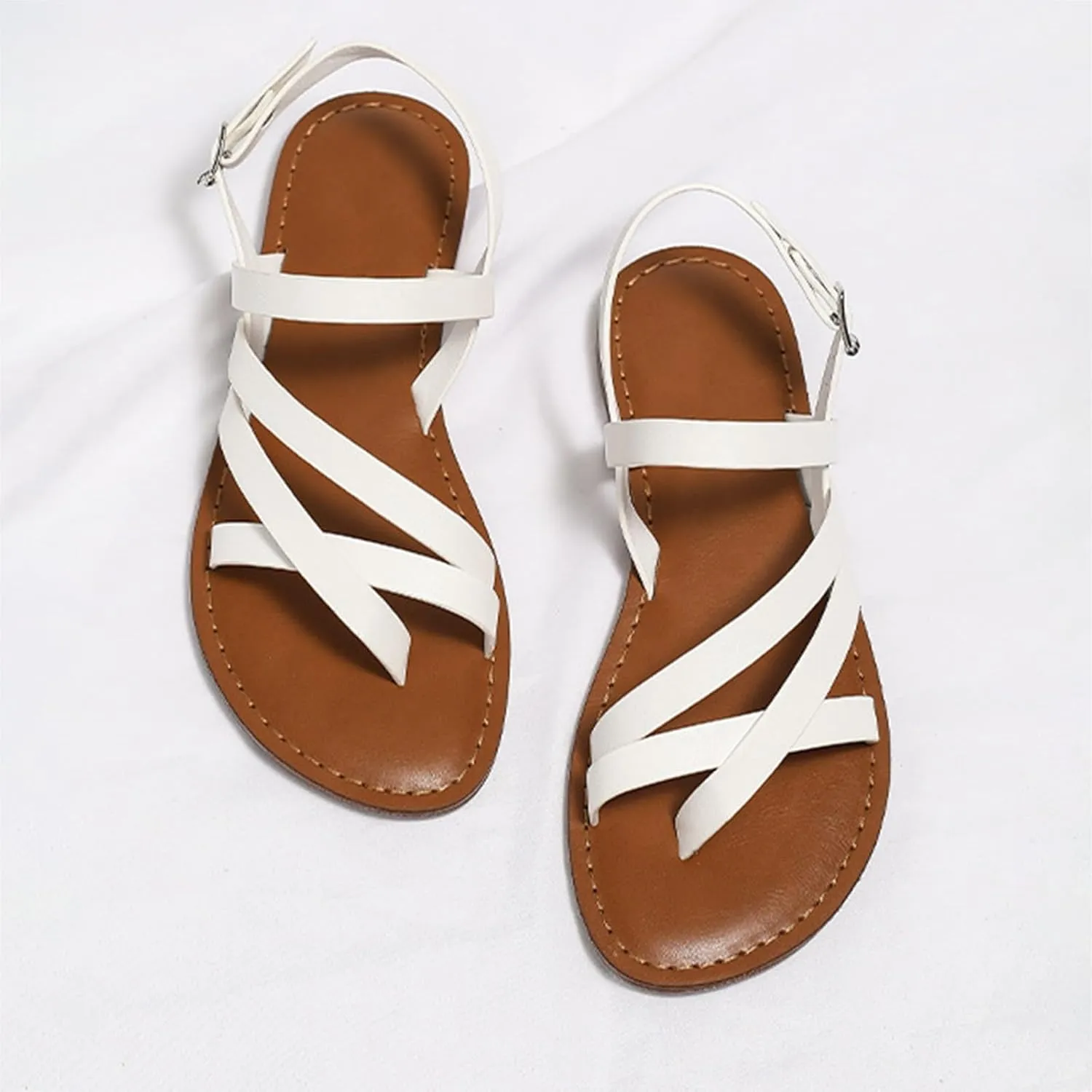 Women's Casual Strappy Sandal Adjustable Open Toe Casual Fisherman Sandal Casual Strappy Dressy Comfortable Ankle Strap Summer Beach Walking Sandals