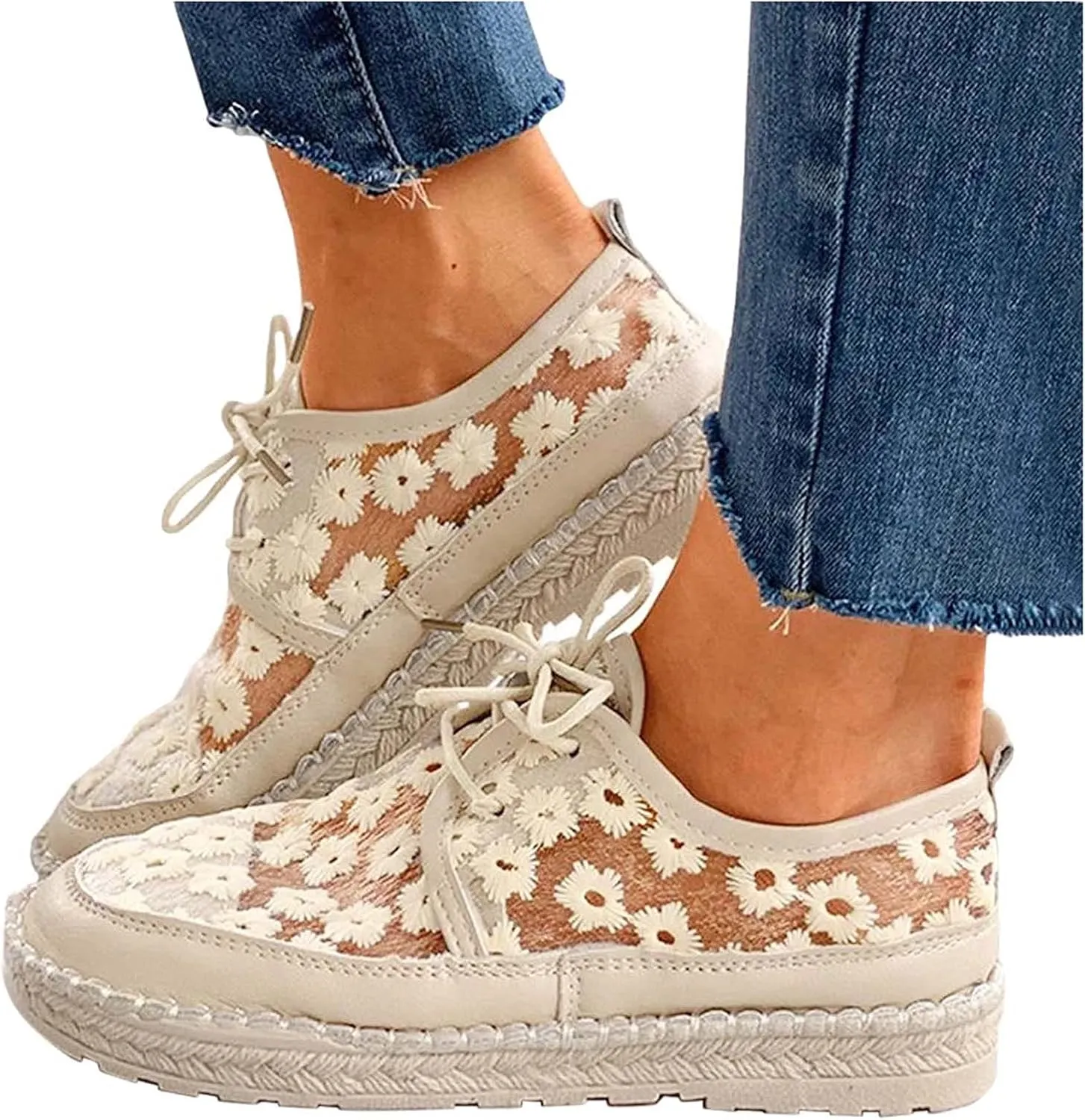Women's Fashion Canvas Sneakers Mesh Knitted Upper Low Cut Casual Shoes Women's Fashion Sneakers Dressy Floral Embroidery Breathable Sheer Mesh Sneakers Platform Wedge Sneakers Casual Walking Shoes