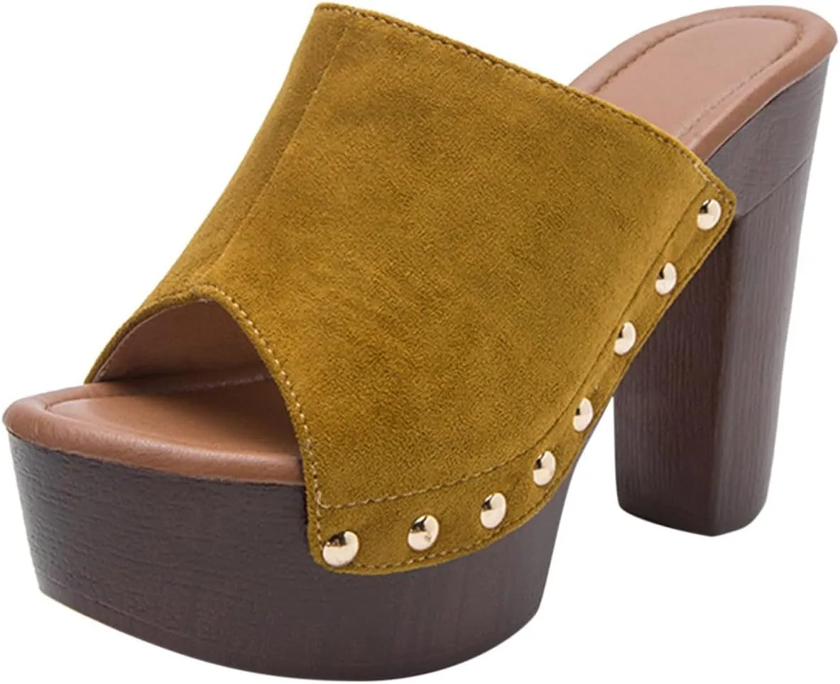 Women's High Heel Sandals Open Toe Casual Summer Beach Slip On Fashion Footwear Heel Sandals for Women Casual