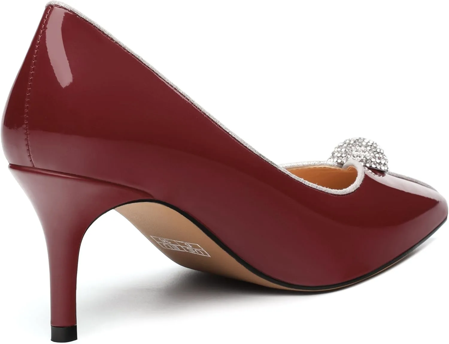 Women's Pointed Toe Heels for Women Stiletto Kitten Heel Slip-on Patent Pumps Elegant Dress Party Wedding Rhinestones Shoes 2.5 inch