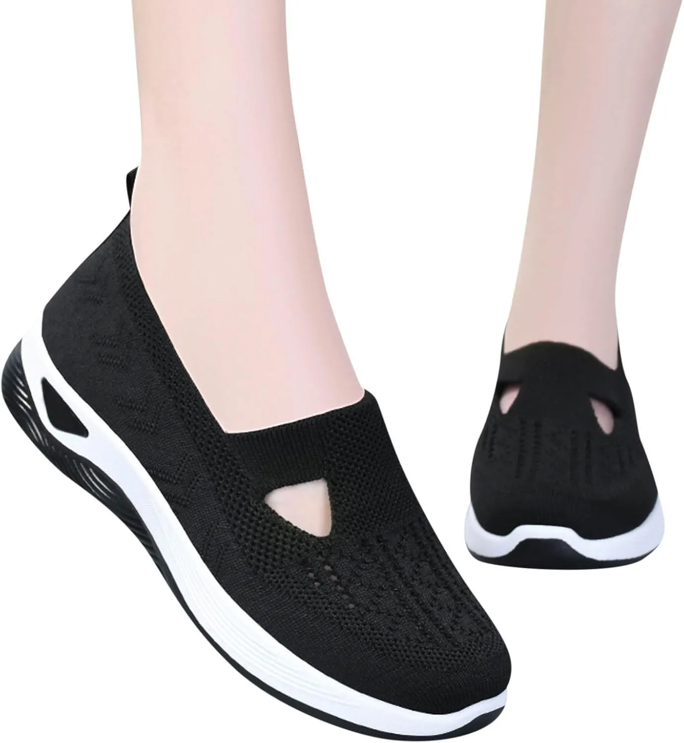 Women's Woven Orthopedic Breathable Soft Shoes Womens Running Shoes Comfort Ladies Shoes Casual White Sneakers Brown Tennis Shoe Cross Trainer Shoe