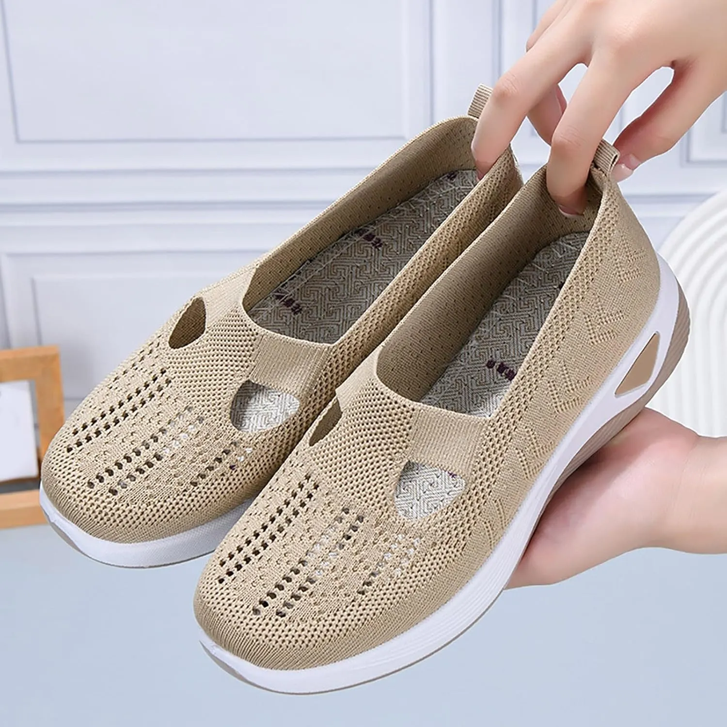 Women's Woven Orthopedic Breathable Soft Sole Walking Shoes Women Sports Shoes Dressy Casual Women's Fashion Sneakers Red Tennis Shoe Loafers Dress Shoe