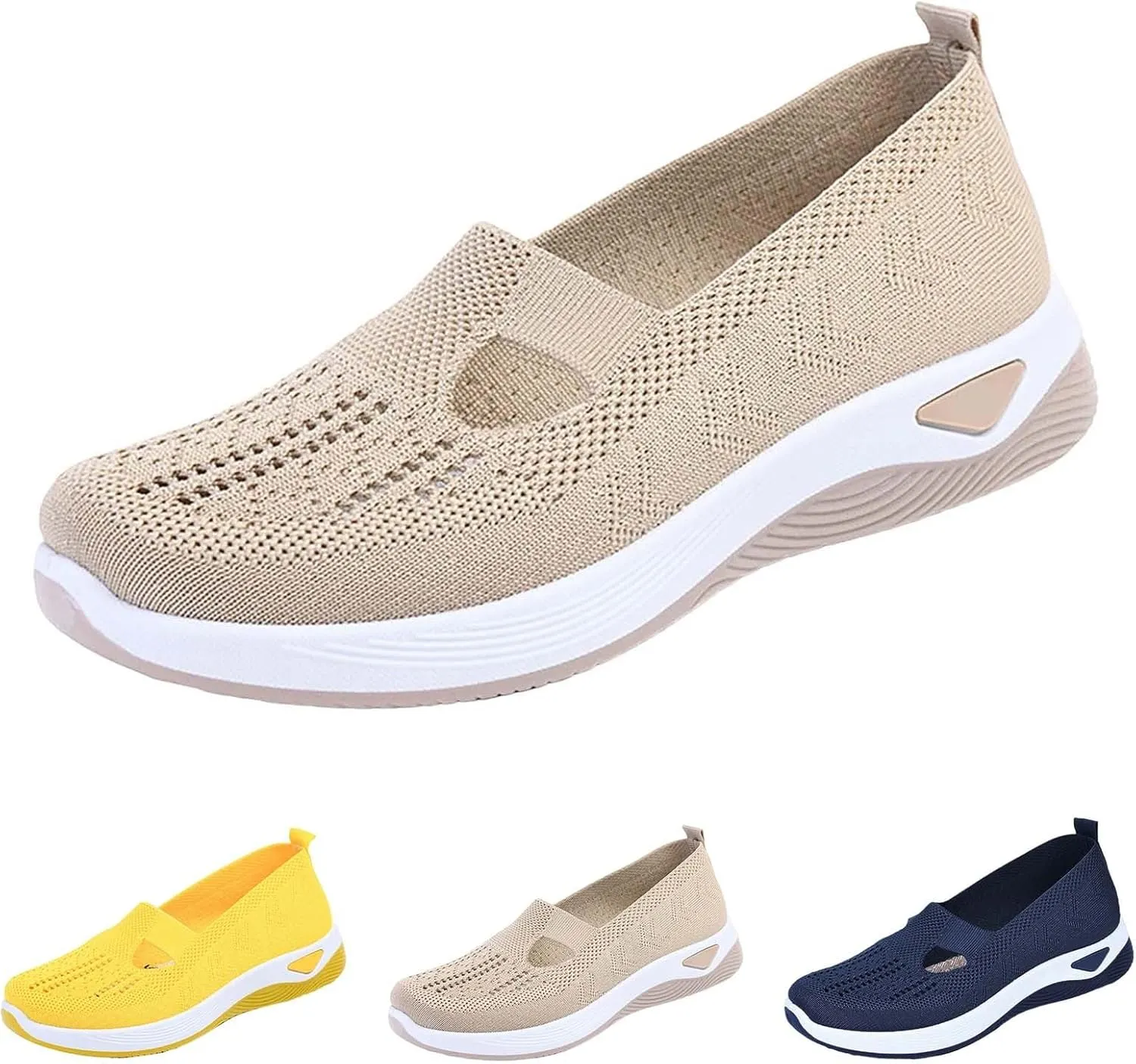 Women's Woven Orthopedic Breathable Soft Sole Walking Shoes Women Sports Shoes Dressy Casual Women's Fashion Sneakers Red Tennis Shoe Loafers Dress Shoe